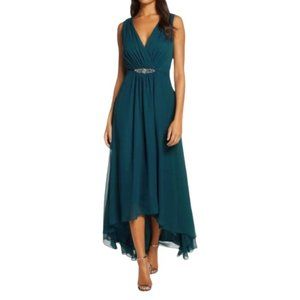 NWT Eliza J Wrap Look High/Low Chiffon Dress